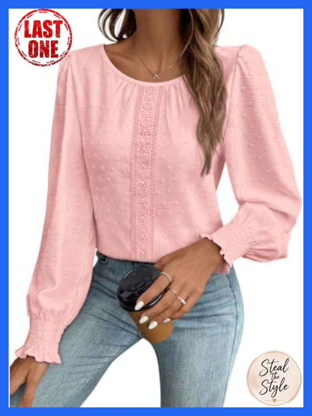 Women's Dressy Casual Long Sleeve Swiss Dot Boho Blouse